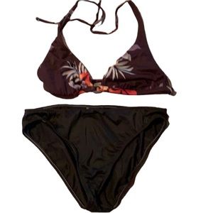 Brown floral print bikini